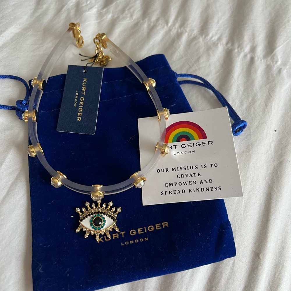 Kurt Geiger Gold and Clear Eye Necklace